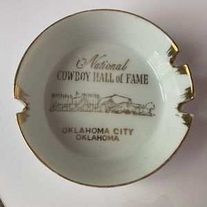 Ashtray National Cowboy Hall of Fame Oklahoma 22 Karat Gold Parksmith Corp VTG